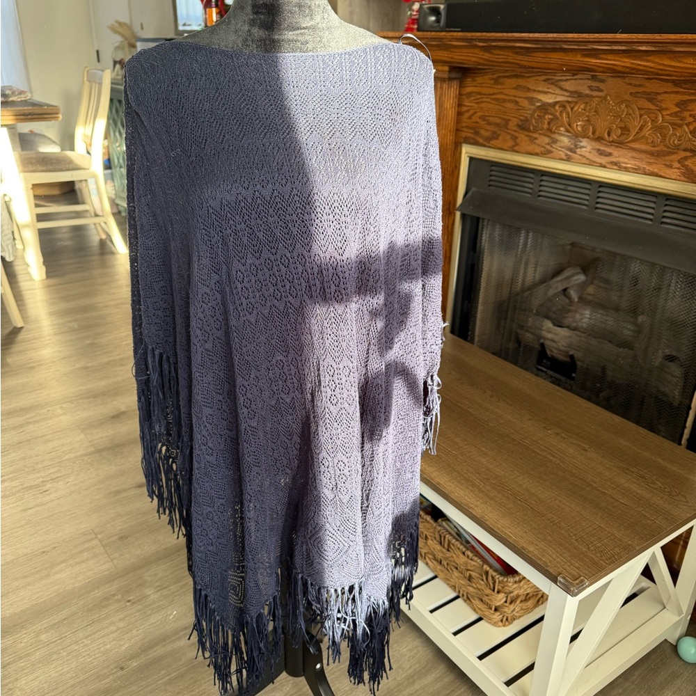 Ralph Lauren Fringed Knit Poncho